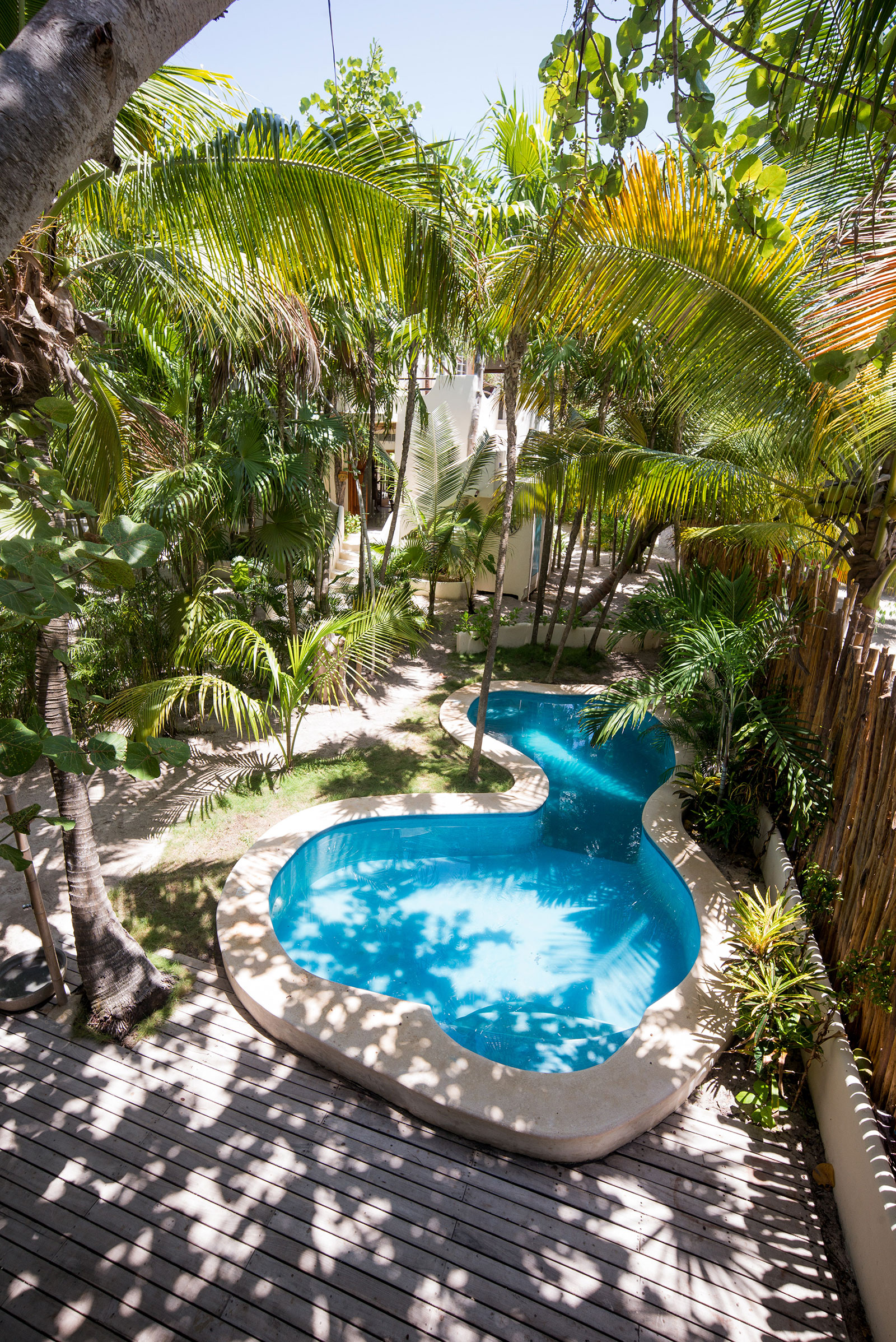 Casa Mandala in Tulum Aerial view of swimming pool