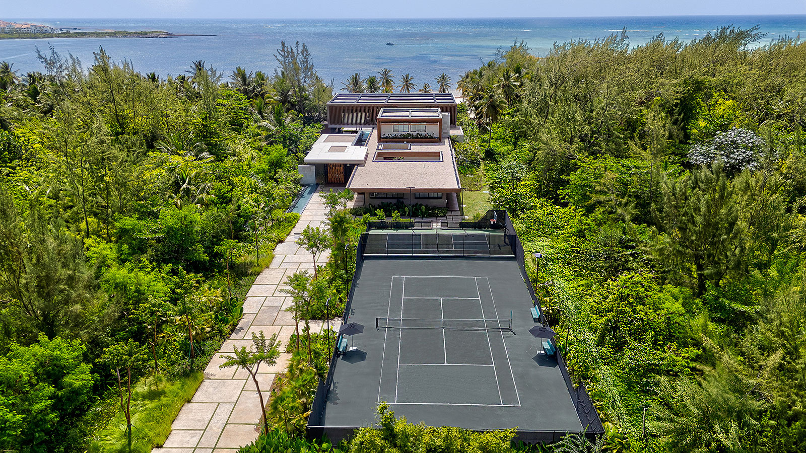 Maya Luxe Luxury Villas Experiences Dominican Republic Casa del MarTennis Court Beach View